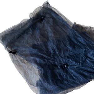 Reem Acra Tulle Piece Shawl Cover Drape Black Bows Embellished